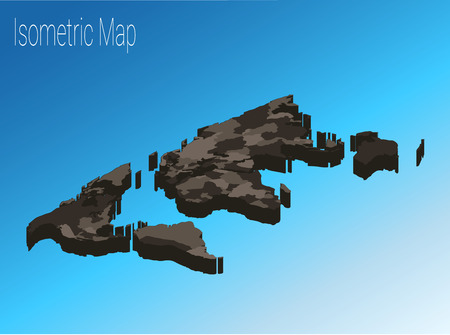 Map world isometric concept. Political World Map isometric infographic.のイラスト素材