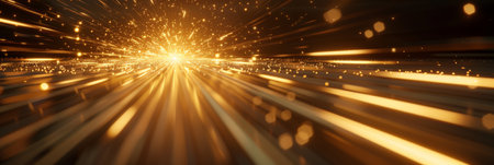 Golden Light Streaks Abstract Background for Motion Effect, Light Speed Concept, Blurry Lightsの素材