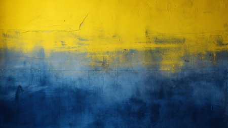 A striking visual experience unfolds as shades of vivid yellow merge with deep blue, evoking a sense of calm and energy. This artistic representation invites reflection and interpretation.の素材