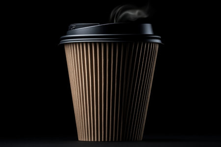 Biodegradable coffee cup lid reflecting eco-friendly design and minimalism. Generative AIの素材