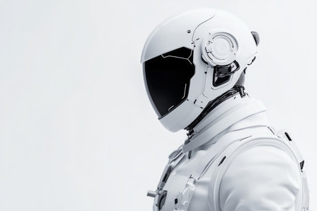 Futuristic cybernetic AI doctor with sleek design against a bright backdrop. Generative AIの素材