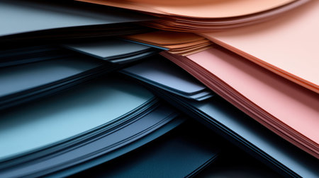 Neatly stacked paint swatches display a spectrum of colors that evoke creativity and artistic potential. This vibrant collection invites exploration and imaginative design possibilities.の素材