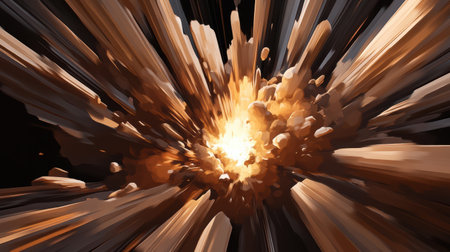 Dynamic energy surges from the center, creating a powerful explosion that radiates outward in vibrant hues. The captivating display of force energizes the surrounding space, evoking intense movement.の素材