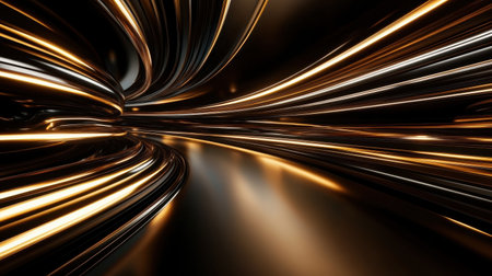 A captivating swirl of golden light emerges from a dark background, creating a mesmerizing glow. This dynamic burst radiates energy, inviting exploration into its luminous depths.の素材