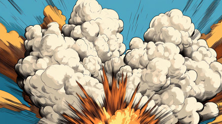 Colorful fireworks burst into vibrant clouds of light and smoke, illuminating the evening sky in a dazzling display of artistic expression. The scene captures excitement and celebration.の素材