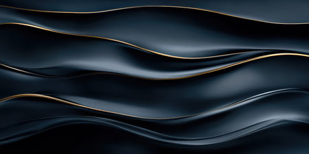 Softly flowing waves in rich navy hues create a tranquil atmosphere, illuminated by delicate golden accents. This artistic composition invites peaceful reflection and inspires creativity.の素材