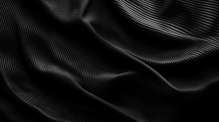 A striking close-up showcases the unique texture of black carbon fiber, featuring curved lines and soft shadows that create a sense of depth and movement, evoking a modern and sleek aesthetic.の素材