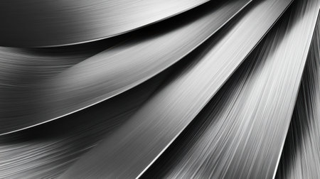 Radial brushed silver strands intertwine, creating a mesmerizing texture that exudes modern elegance. This artwork invites the viewer to explore its dynamic movement and shimmering surfaces.の素材