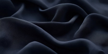 Exploring the lush textures and deep hues of denim fabric, this macro shot highlights the elegant folds and movement, inviting viewers into a world of textile artistry and craftsmanship.の素材