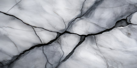 Majestic natural stone reveals its artistry through deep, jagged cracks that tell tales of geological history. The interplay of light accentuates the textures, creating a captivating view.の素材