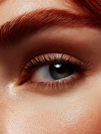 A close-up showcases the mesmerizing depth of an eye, emphasizing intricate textures and captivating colors, illuminated by gentle light that enhances natural beauty.の素材