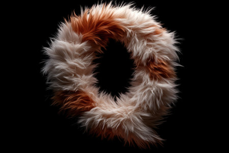 This fluffy letter Q displays a stunning gradient of warm and cool tones, showcasing a soft fur texture. Elevated against a neutral background, it embodies modern artistic elegance.の素材