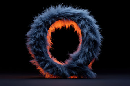 A fluffy letter Q showcases a delightful fur texture, combining warm and cool colors. Elevated against a neutral backdrop, it radiates creativity and uniqueness, perfect for modern design projects.の素材