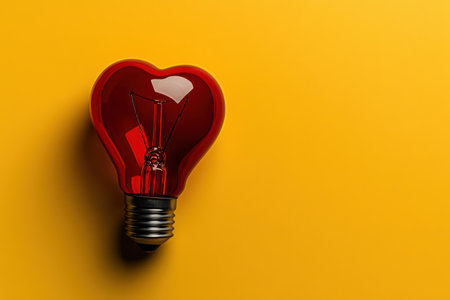 A yellow light bulb radiates warmth on a bold yellow background, symbolizing creativity and fresh ideas in a stylish and modern composition that invites inspiration and positivity.の素材