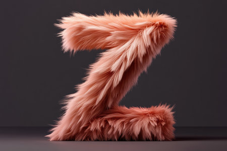 A fluffy letter Z elevates from a neutral background, featuring a warm and cool gradient. Soft fur texture and studio lighting enhance its artistic depth, perfect for modern branding.の素材