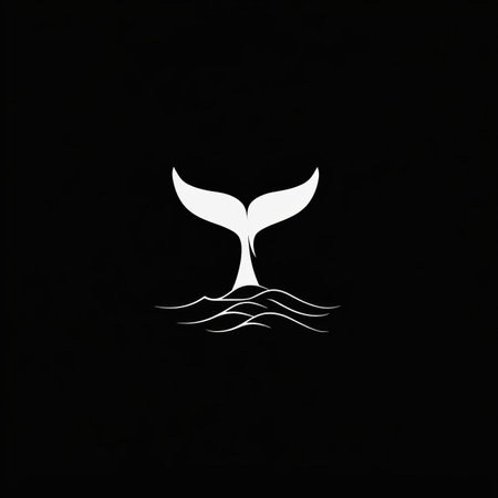 This captivating design showcases a whale tail gracefully rising from the waves. Crafted with angular shapes, it embodies elegance and simplicity, perfect for branding and visual impact.の素材