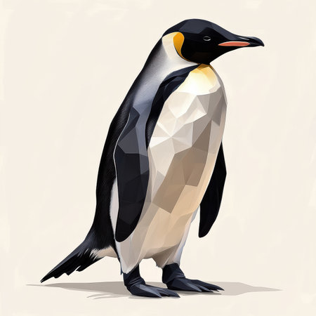 This design features a charming penguin walking gracefully, its flippers crafted from simple geometric shapes.の素材