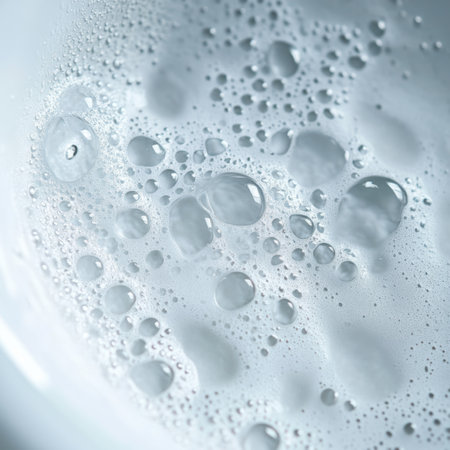 A pristine sink showcases traces of toothpaste and glistening water droplets, reflecting the essence of a refreshing morning routine. This serene moment evokes cleanliness and order.の素材
