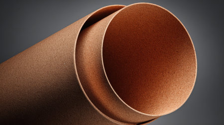 A close-up visual captures a meticulously crafted paper seal sticker securing a smooth packaging tube, emphasizing exquisite textures and simplicity in the foreground.の素材