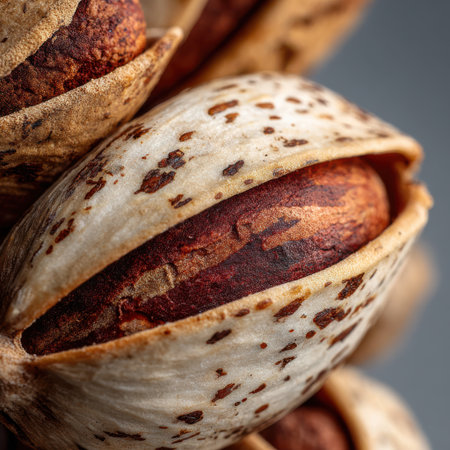 Intricate details of pistachio shell revealing natures hidden beauty in a close-up exploration of textures and colorsの素材