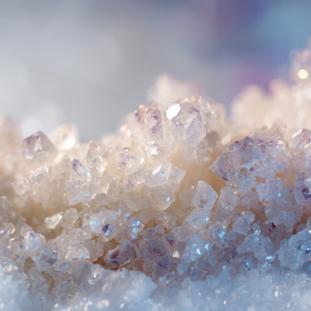 Sparkling crystals attract the eye with their glimmer as they rest under gentle lighting, revealing intricate patterns and hues.の素材