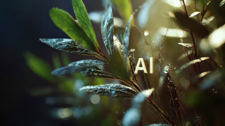 Bright green leaves bask in warm light, showcasing intricate textures and a tranquil setting. A sense of calm fills the air.の素材