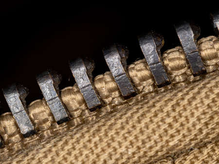 Zipper clothing brown jacket macro pattern backgroundの写真素材