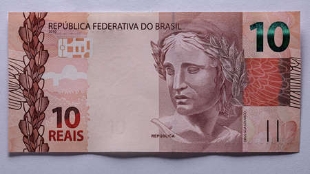 Brazilian paper money of ten reaisの写真素材