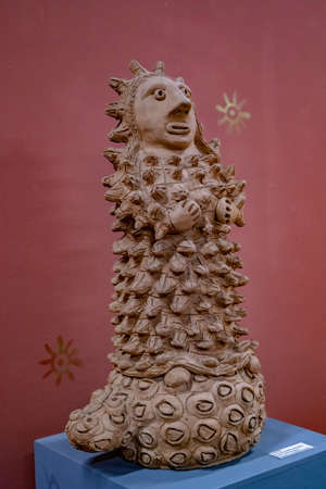 Goiania, Goias, Brazil - 02 01 2019: Small sculpture of human figure in the public museum Goiano Teacher Zoroastro Artiagaのeditorial素材