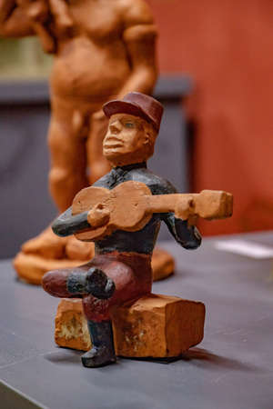 Goiania, Goias, Brazil - 02 01 2019: Small sculpture of human figure in the public museum Goiano Teacher Zoroastro Artiagaのeditorial素材