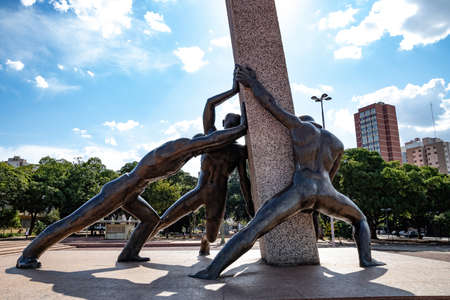 Goiania / Goias / Brazil - 02 01 2019: Monument to the Three Races at Plaza Dr. Pedro Ludovico Teixeiraのeditorial素材