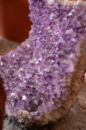 Goiania, Goias, Brazil - 02 01 2019: Large block of purple crystals in the public museum Goiano Teacher Zoroastro Artiagaのeditorial素材