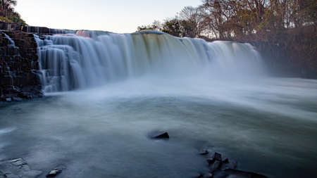 Long exposure of the fall of the river apore waterfall in cassilandia at night
