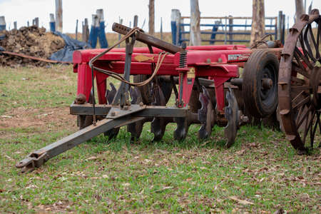 Itaja, Goias, Brazil - 10 15 2021: Plow with disc harrow to attach to tractorのeditorial素材