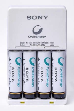 Cassilandia, Mato Grosso do Sul, Brazil - 11 20 2021: Sony AA-size batteries and ni-mh technology in...
