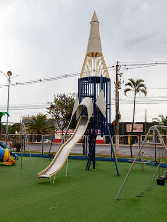 Costa Rica, Mato Grosso do Sul, Brazil - 12 18 2022: Children playground in Manoel Romualdo Goncalves squareのeditorial素材