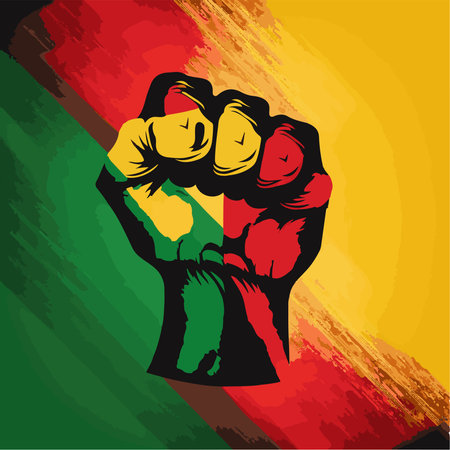 Clenched fist with pan african colors representing strength in the black history monthのイラスト素材
