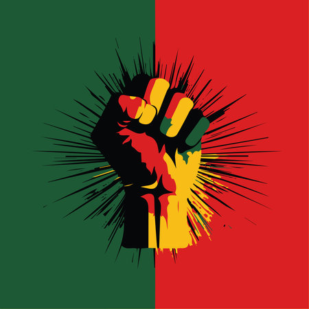 Clenched fist with pan african colors representing strength in the black history monthのイラスト素材