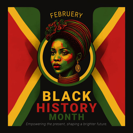 Poster template for social media illustrating black history month in pan african colors 3d modeling faceのイラスト素材