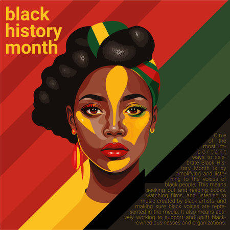 Poster template for social media illustrating black history month in pan african colors 3d modeling faceのイラスト素材
