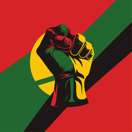 Clenched fist with pan african colors representing strength in the black history month
