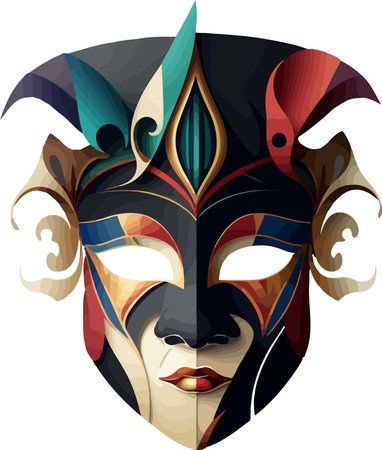 Vector illustration of an ornate colorful venetian mask in carnival visual styleのイラスト素材