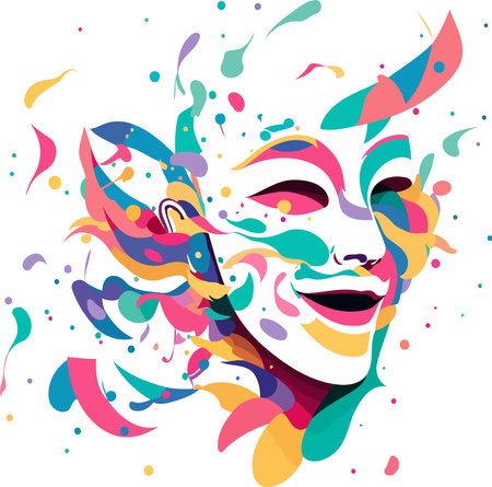 Vector illustration of an ornate colorful venetian mask in carnival visual styleのイラスト素材