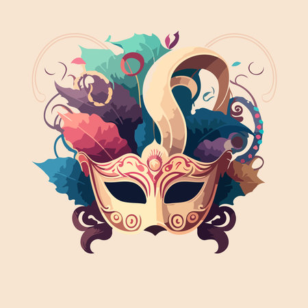 Vector illustration of an ornate colorful venetian mask in carnival visual styleのイラスト素材