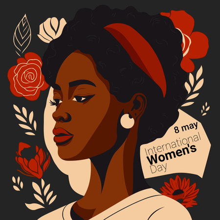 Illustration of adult woman illustrating international women's day with fictional character not based on real modelのイラスト素材