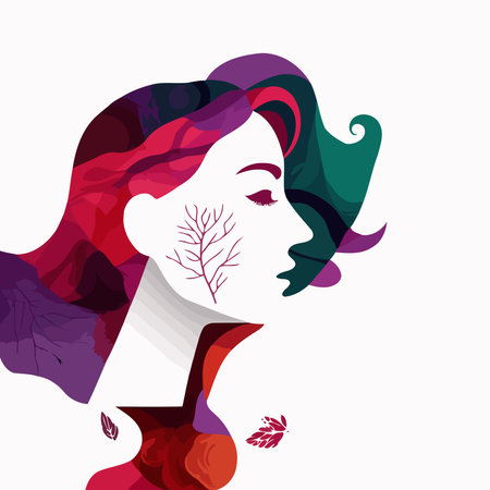 Illustration of adult woman illustrating international women's day with fictional character not based on real modelのイラスト素材