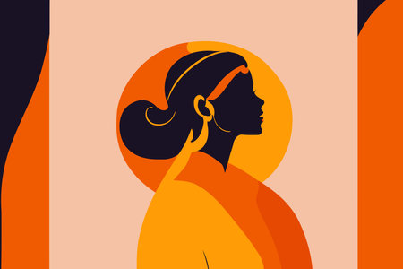Illustration of adult woman illustrating international women's day with fictional character not based on real modelのイラスト素材