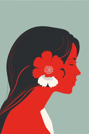 Illustration of adult woman illustrating international women's day with fictional character not based on real modelのイラスト素材