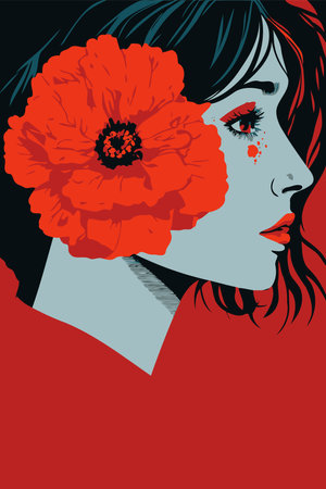 Illustration of adult woman illustrating international women's day with fictional character not based on real modelのイラスト素材