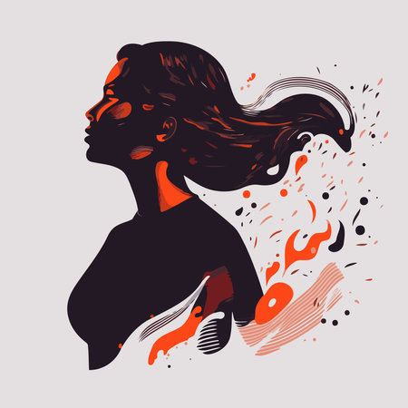 Illustration of adult woman illustrating international women's day with fictional character not based on real modelのイラスト素材